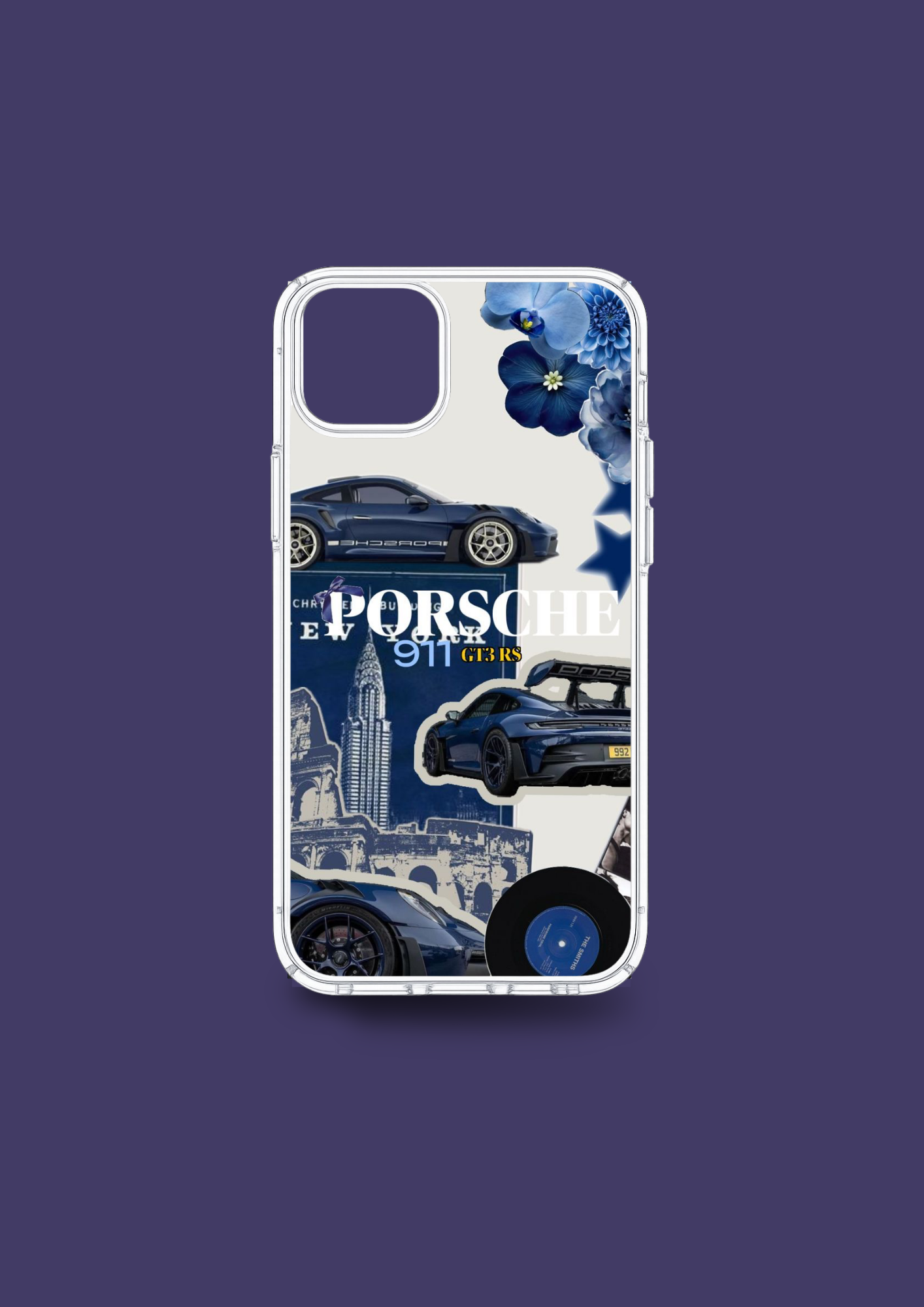 Midnight Porsche – Blue Speed Collage Case - Insert Only Design
