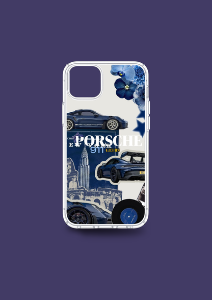 Midnight Porsche – Blue Speed Collage Case - Insert Only Design