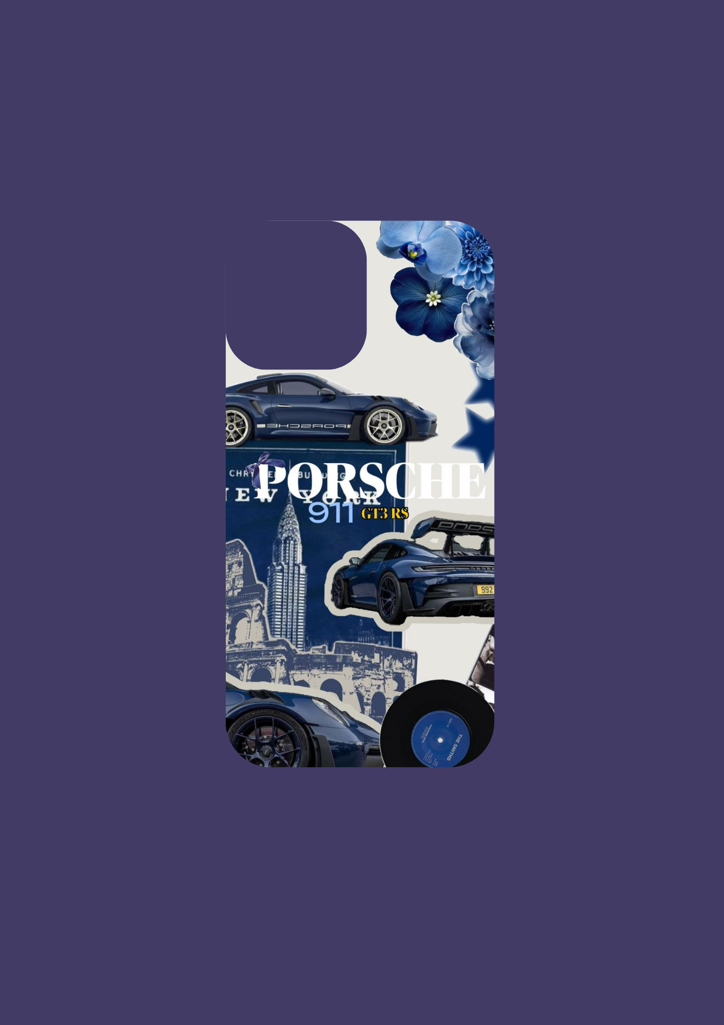 Midnight Porsche – Blue Speed Collage Case - Insert Only Design